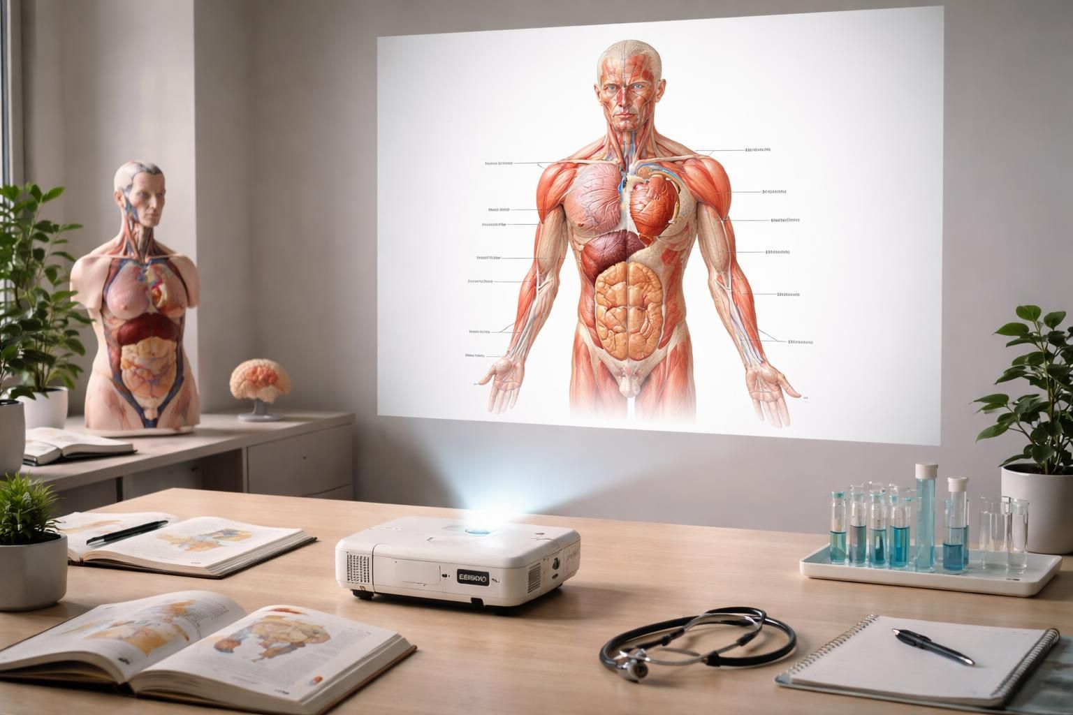 découvrez comment le mini vidéoprojecteur epson facilite l'apprentissage de l'anatomie en rendant les détails de santé clairs et accessibles pour une éducation interactive et efficace.